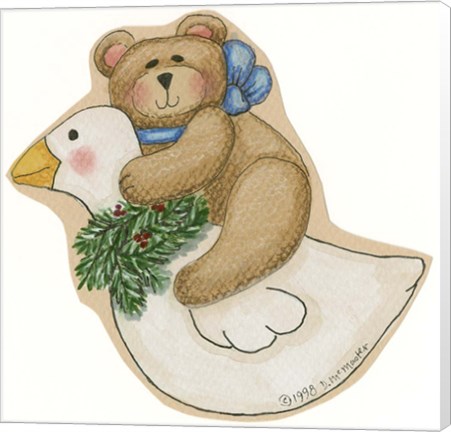 Framed Bear On Goose Print
