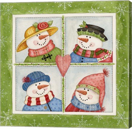 Framed Four Snowmen Print