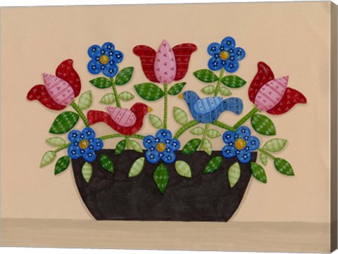 Framed Two Birds With Flowers Print