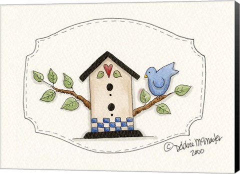 Framed White Birdhouse Print