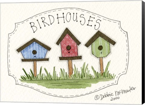 Framed Three Birdhouses Print