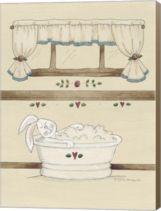 Framed One Bunny In Tub Print