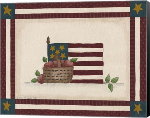 Framed Flag With Basket Of Apples Print