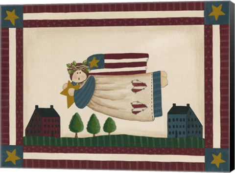 Framed Patriotic Angel With Flag Border Print
