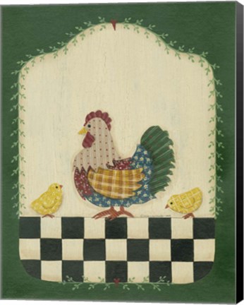 Framed Country Hen &amp; Chicks Print