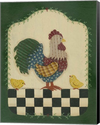 Framed Country Rooster &amp; Chicks Print
