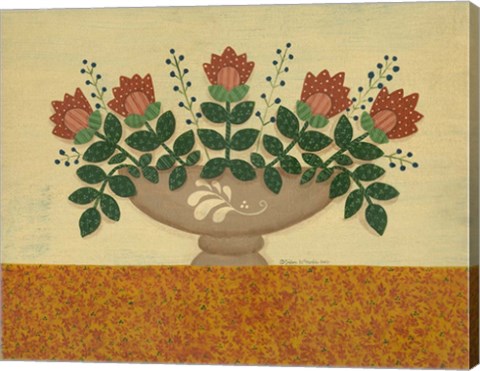 Framed Orange Flowers With Gold  Orange Tablecloth Print