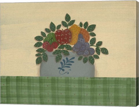 Framed Fruit With Green Tablecloth Print