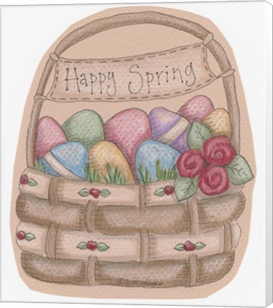 Framed Happy Spring Basket Print