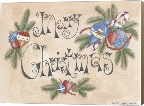 Framed Merry Christmas Ornaments Print