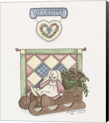 Framed Sled Bunny Print