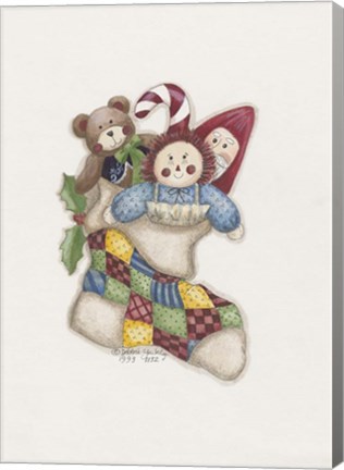 Framed Stocking With Toys Print