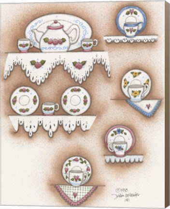 Framed Teapot And Cups Print