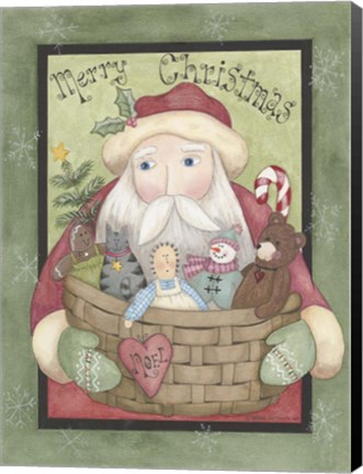 Framed Santa With Basket Print