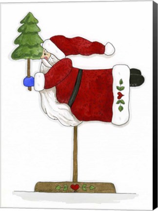 Framed Santa On A Stick Print
