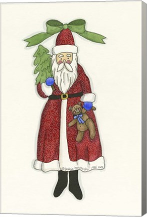 Framed Santa With Bear &amp; Tree Print