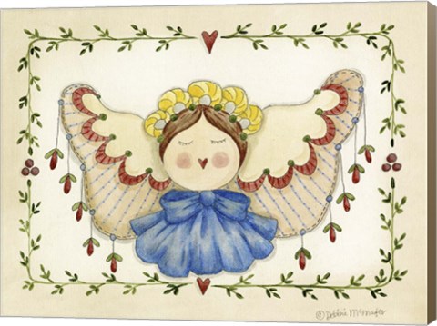 Framed Blue Bow Angel Print