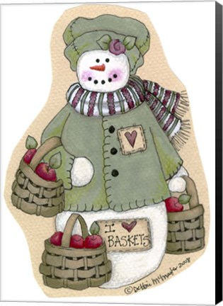 Framed I Love Baskets Snowwoman Print