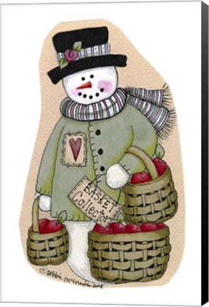 Framed Basket Collector Snowman Print