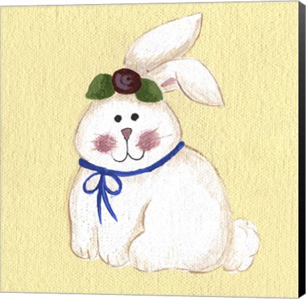 Framed Bunny With Rose Print