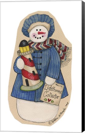 Framed I Love Lighthouses Snowman Print