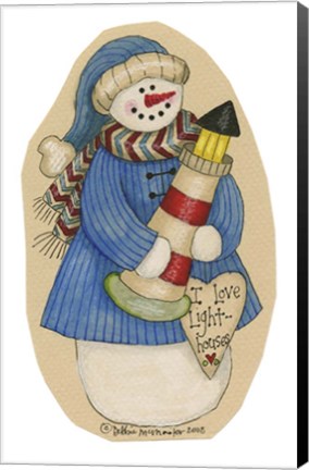 Framed Lighthouse Collector Snowman Print