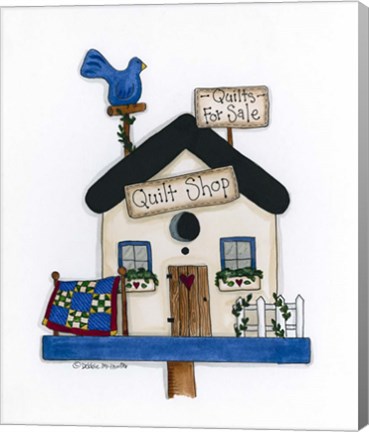 Framed Quilt Shop Birdhouse Print