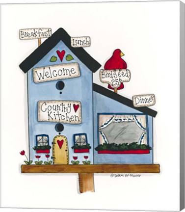Framed Country Kitchen Birdhouse Print