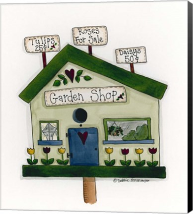 Framed Garden Shop Birdhouse Print