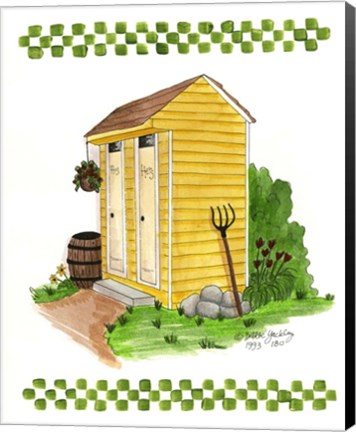 Framed Yellow Double Outhouse Print