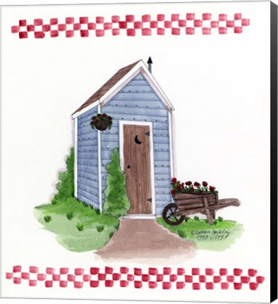 Framed Outhouse With Wheelbarrow Print