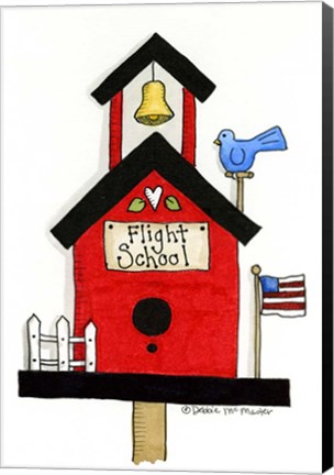 Framed Flight School Birdhouse Print