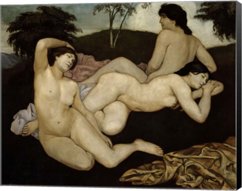 Framed After the Bath, Three Nymphs 1908 Print