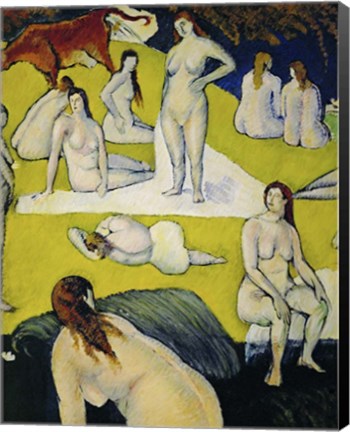 Framed Female Bathers with Red Cow, 1877 Print