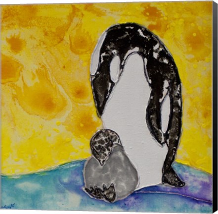 Framed Penguins Under the Morning Sun Print