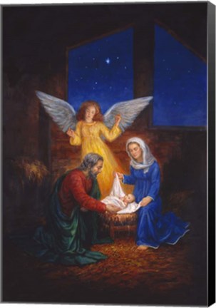 Framed Savior Is Born Print