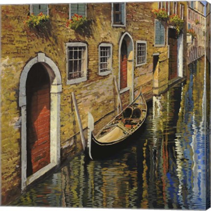 Framed La Gondola Sul Canale Print