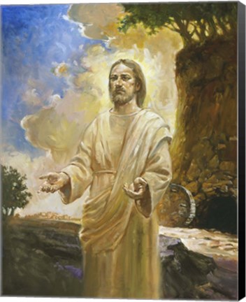 Framed Jesus In Front Of Cave Print