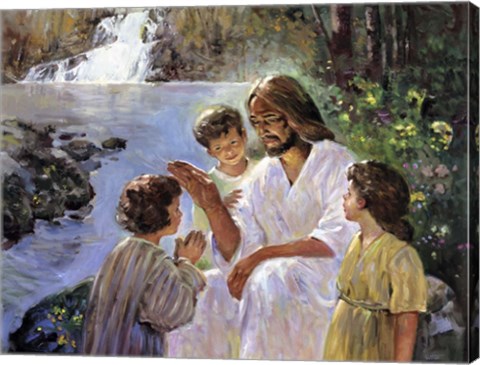 Framed Christ And The Children Print