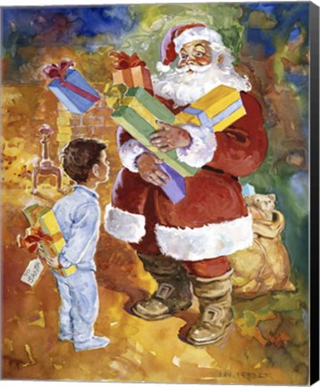 Framed Santa Bearing Gifts Print