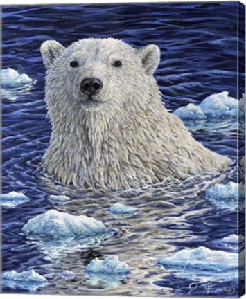Framed Polar Bear Painting Print
