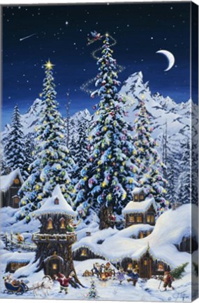 Framed Christmas With The Elves Print