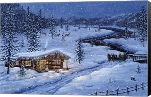 Framed Winter Cabin Print