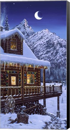 Framed Mountain Home Christmas Print