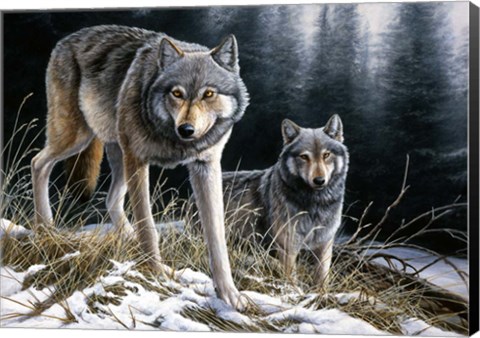 Framed Over The Ridge Wolves Print