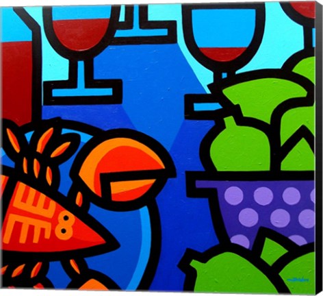 Framed Lobster Wine And Limes Print