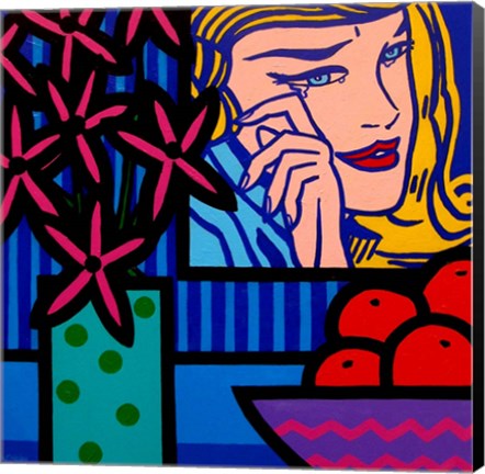 Framed Still Life With Lichtenstein Crying Girl Print