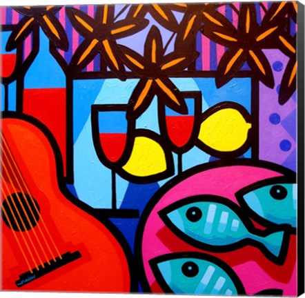Framed Still Life With Guitar Print