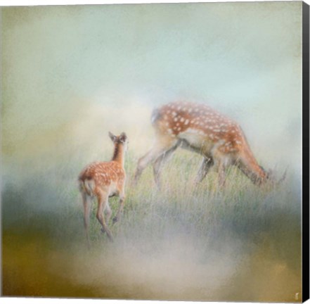 Framed Running To Papa Deer Print