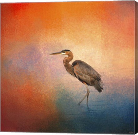 Framed Sunset Heron Print